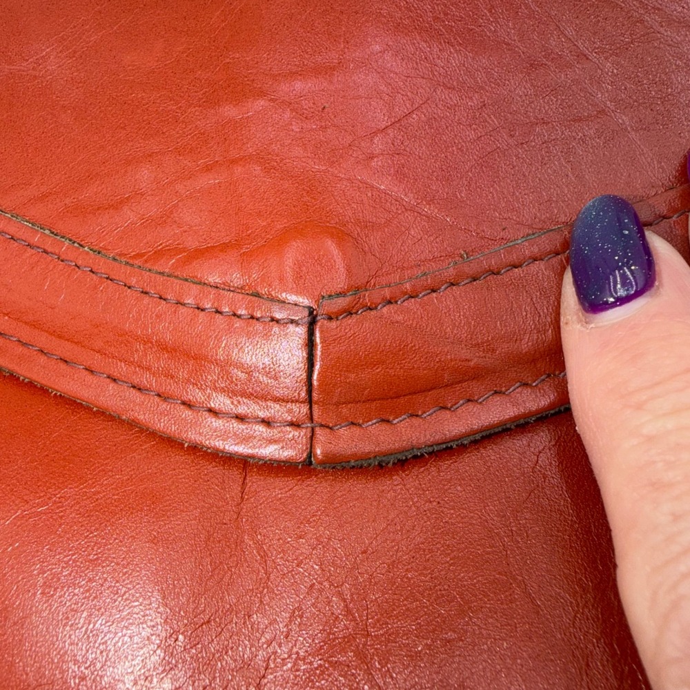 Vintage Red Leather Envelope Clutch Bag Wristlet Made in Dominican Republic - Picture 10 of 13